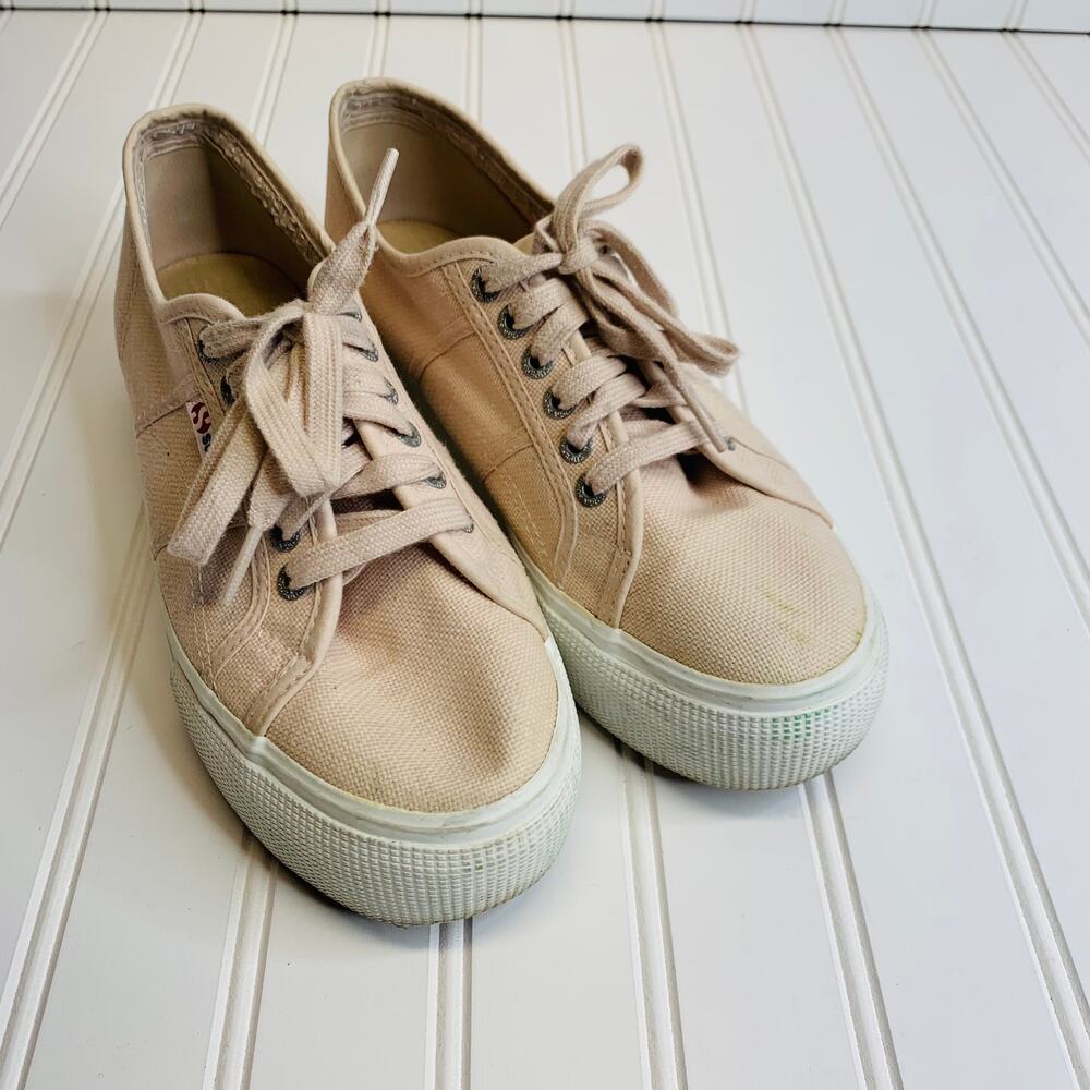 Superga Pink Canvas Platform Sneaker Sz 39.5